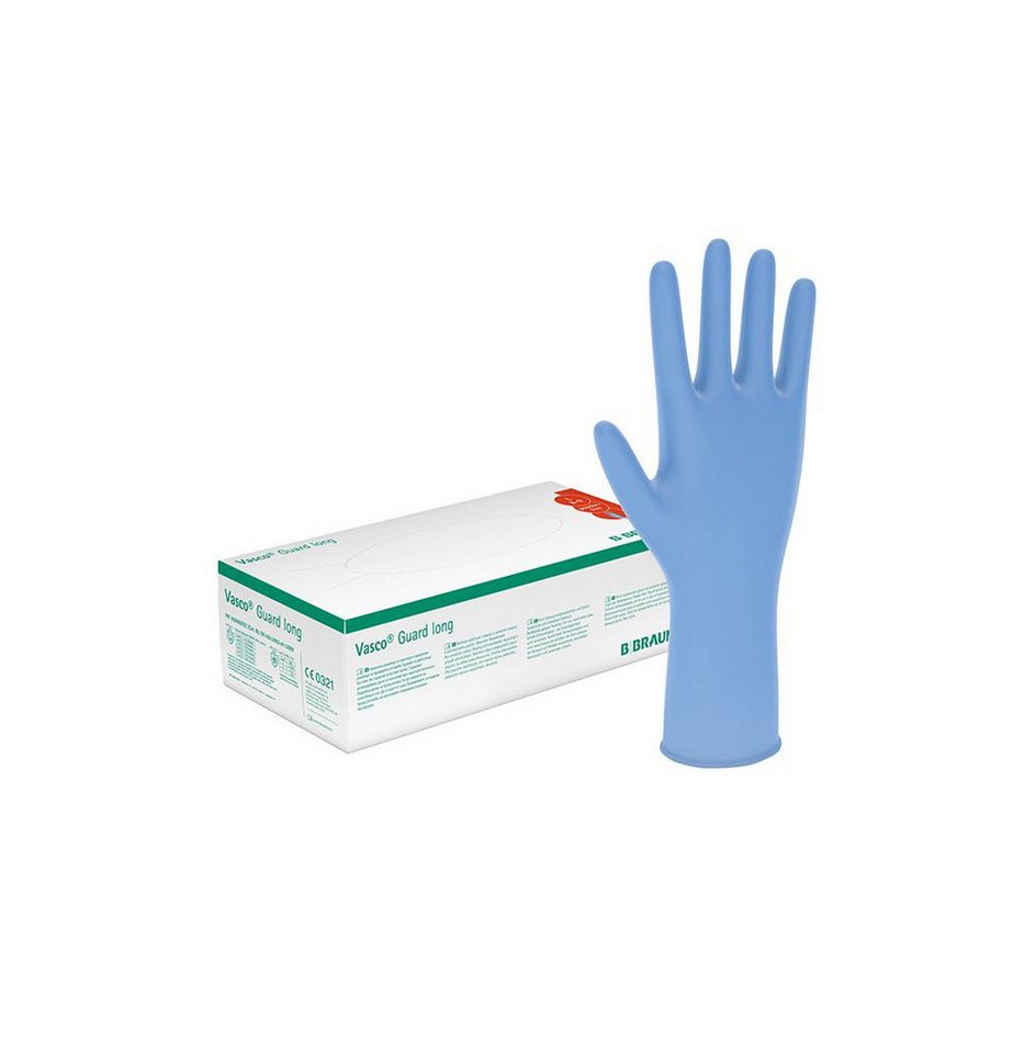 B. Braun Einweghandschuhe Vasco Guard long U.-Handschuhe, PF, Gr S/M/L/XL (Untersuchungshandschuhe, 100-St., Sehr gute Elastizität für optimalen Tragekomfort und flexible Passform) Unsteril verpackt, latexfrei
