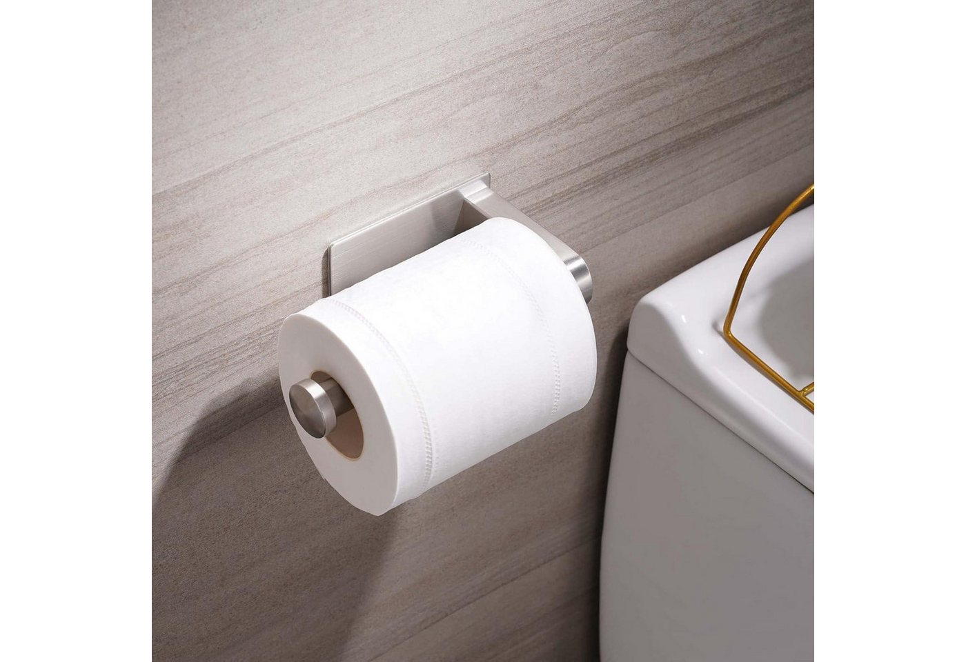 LuxusKollektion Toilettenpapierhalter Toilettenpapierhalter ohne Bohren selbstklebend Edelstahl Sliber Bild 2