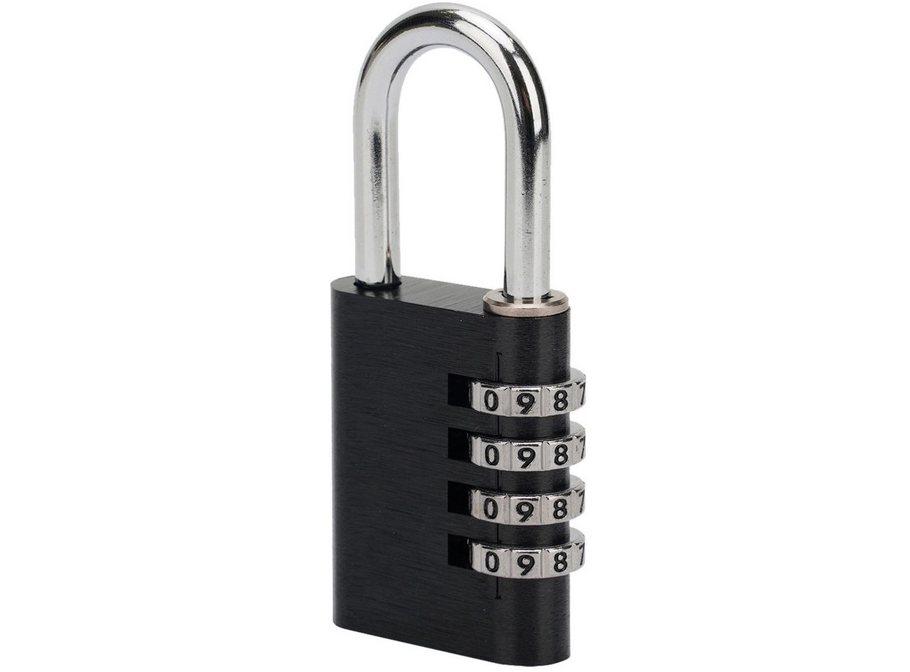 Casativo Vorhängeschloss Zahlenschloss 4-stellig Vorhängeschloss Kofferschluss 5-mm-Stahlbügel, (1-tlg., 1er-Set & 2er-Set), 10.000 Code-Kombinationen/Bügel: 30 x 30 mm/Alu in Schwarz Bild 4