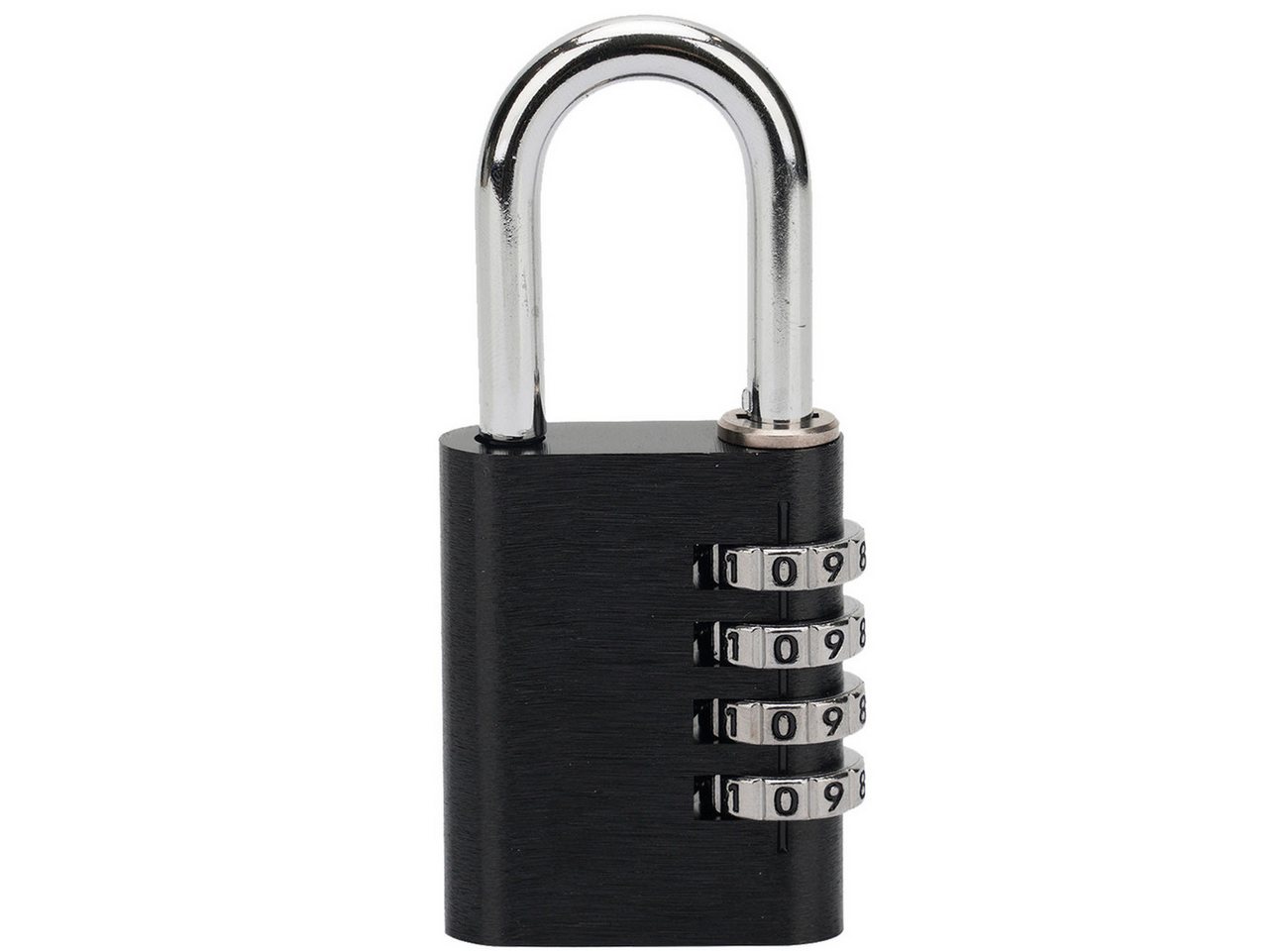 Casativo Vorhängeschloss Zahlenschloss 4-stellig Vorhängeschloss Kofferschluss 5-mm-Stahlbügel, (1-tlg., 1er-Set & 2er-Set), 10.000 Code-Kombinationen/Bügel: 30 x 30 mm/Alu in Schwarz Bild 5
