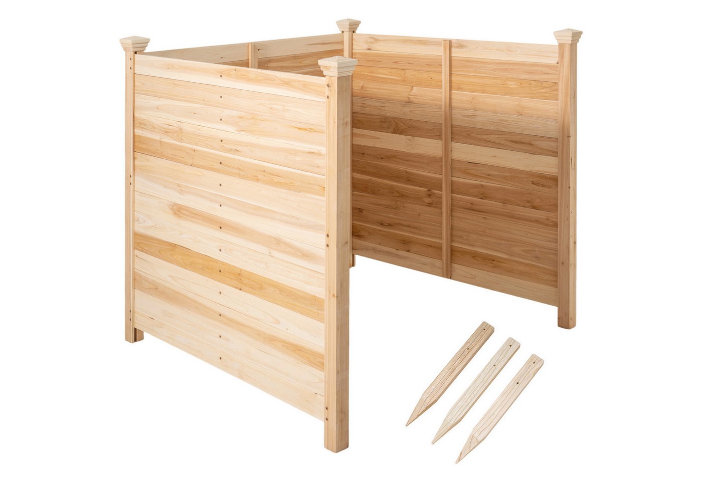 COSTWAY Gartenzaun, (3-St), Sichtschutzzaun aus Zedernholz, Steckzaun Bild 4