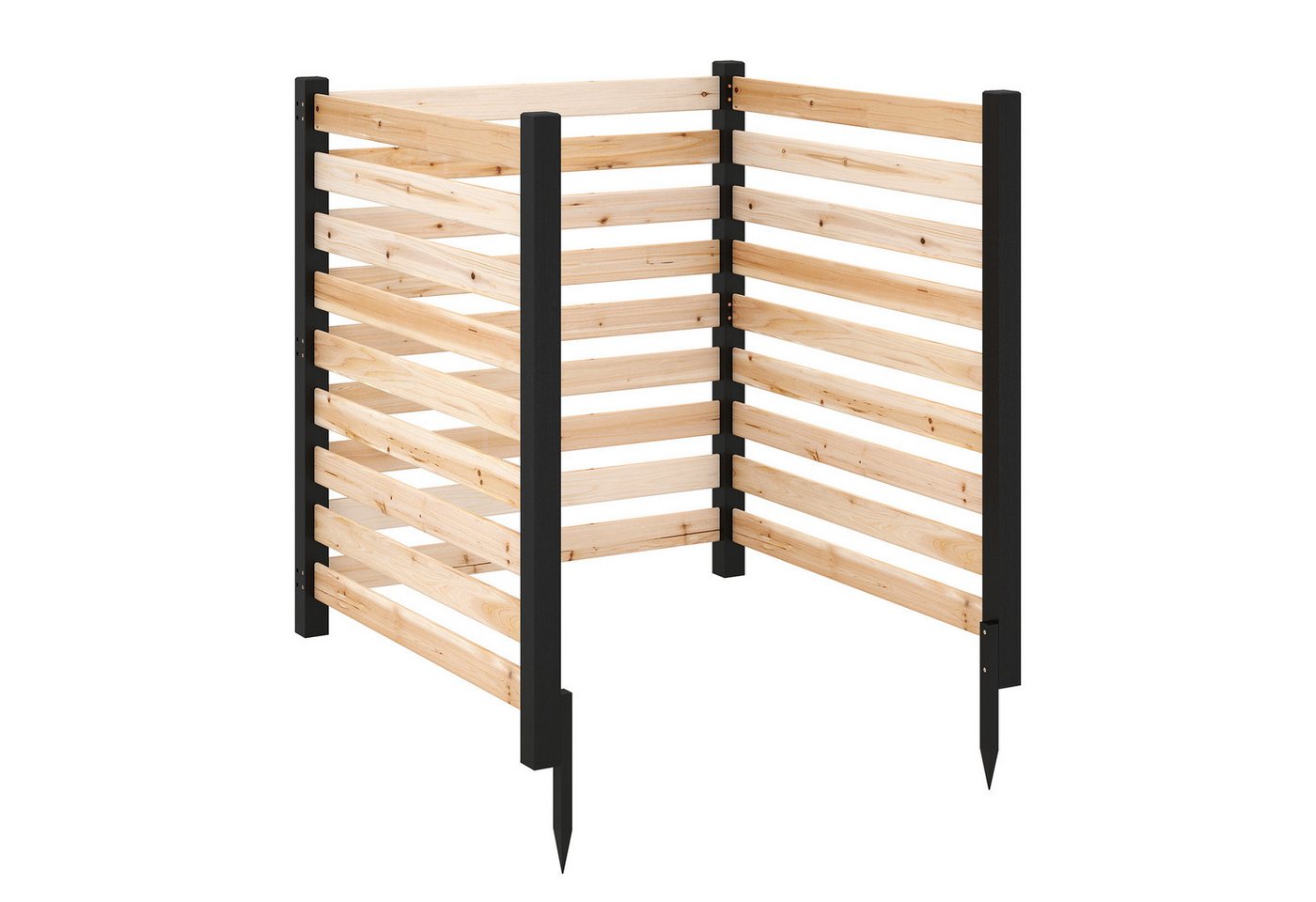 COSTWAY Gartenzaun, Sichtschutzzaun aus Holz, Lamellenzaun mit 4 Pfählen