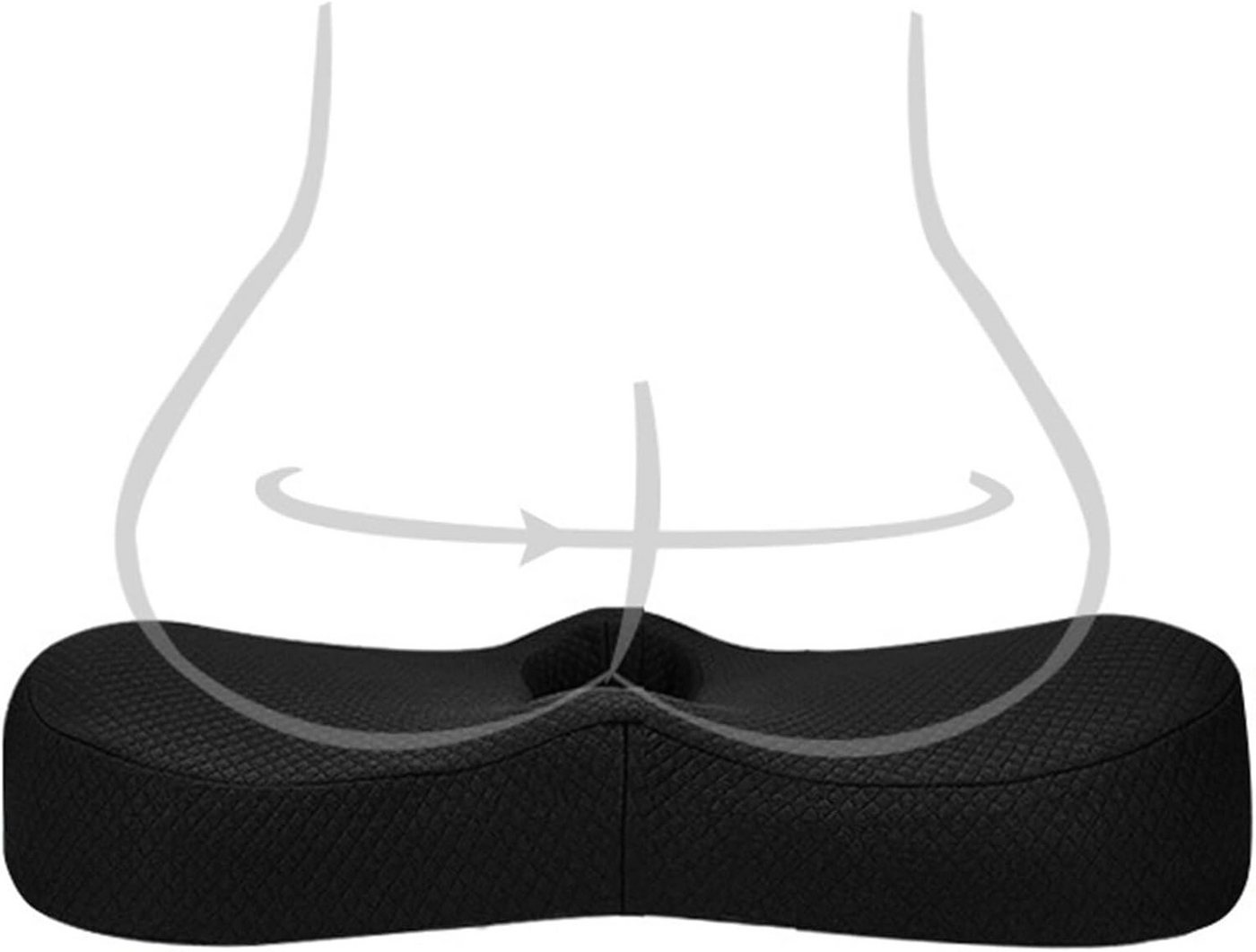 komodo homz Sitzkissen Ergonomisches Memory Foam Sitzkissen Steißbein Entlastung Büro Auto, Ergonomische Sitzform, Memory Foam, atmungsaktiver Bezug