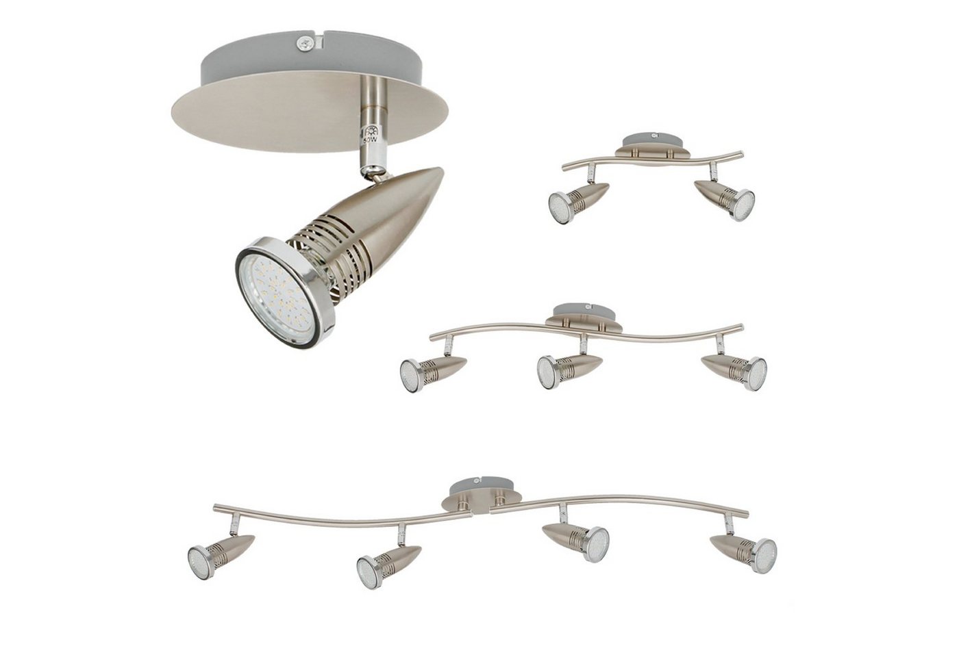 TRANGO LED Deckenstrahler, 1-flammig 2005-012-5W LED Wandleuchte ANY in Edelstahl-Optik inkl. 1x 5 Watt GU10 LED Leuchtmittel Deckenlampe - Deckenstrahler - Deckenspots, Lampe schwenkbar und drehbar