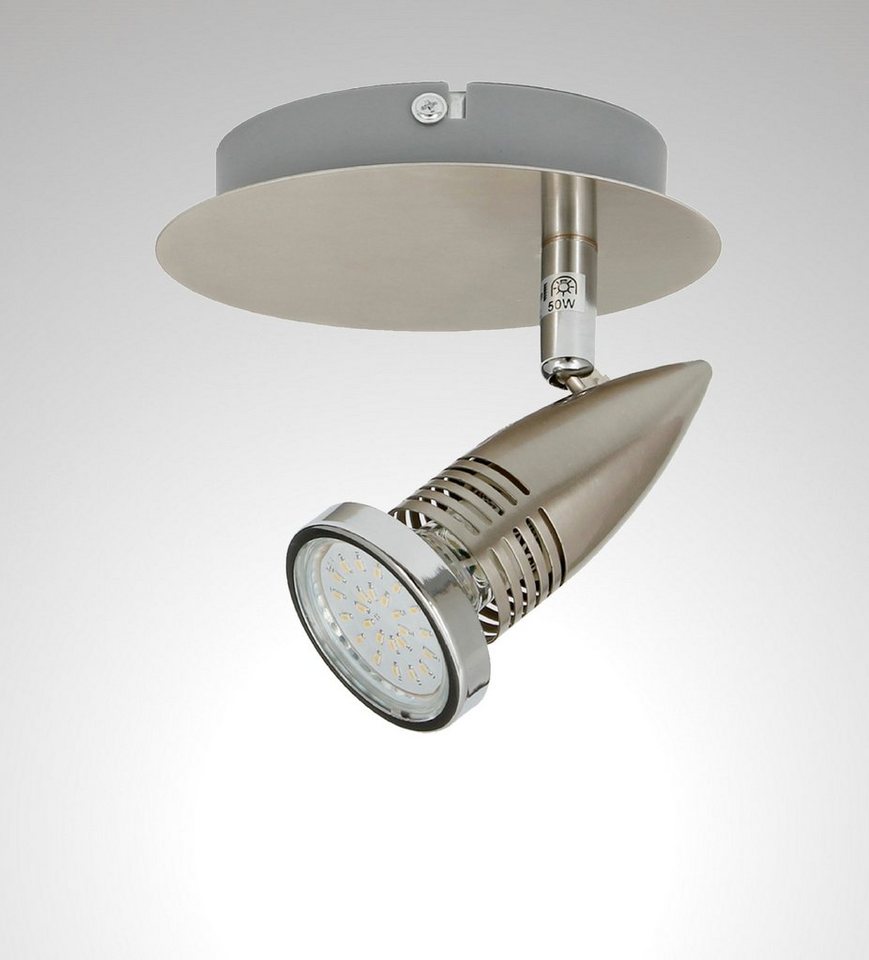 TRANGO LED Deckenstrahler, 1-flammig 2005-012-5W LED Wandleuchte ANY in Edelstahl-Optik inkl. 1x 5 Watt GU10 LED Leuchtmittel Deckenlampe - Deckenstrahler - Deckenspots, Lampe schwenkbar und drehbar Bild 2