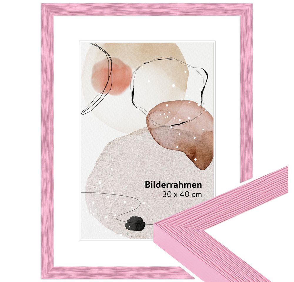 WANDStyle Bilderrahmen H300, Rosa Bilderrahmen 30x40 Holz, Moderner Fotorahmen Rosa 30x40 cm Bild 3