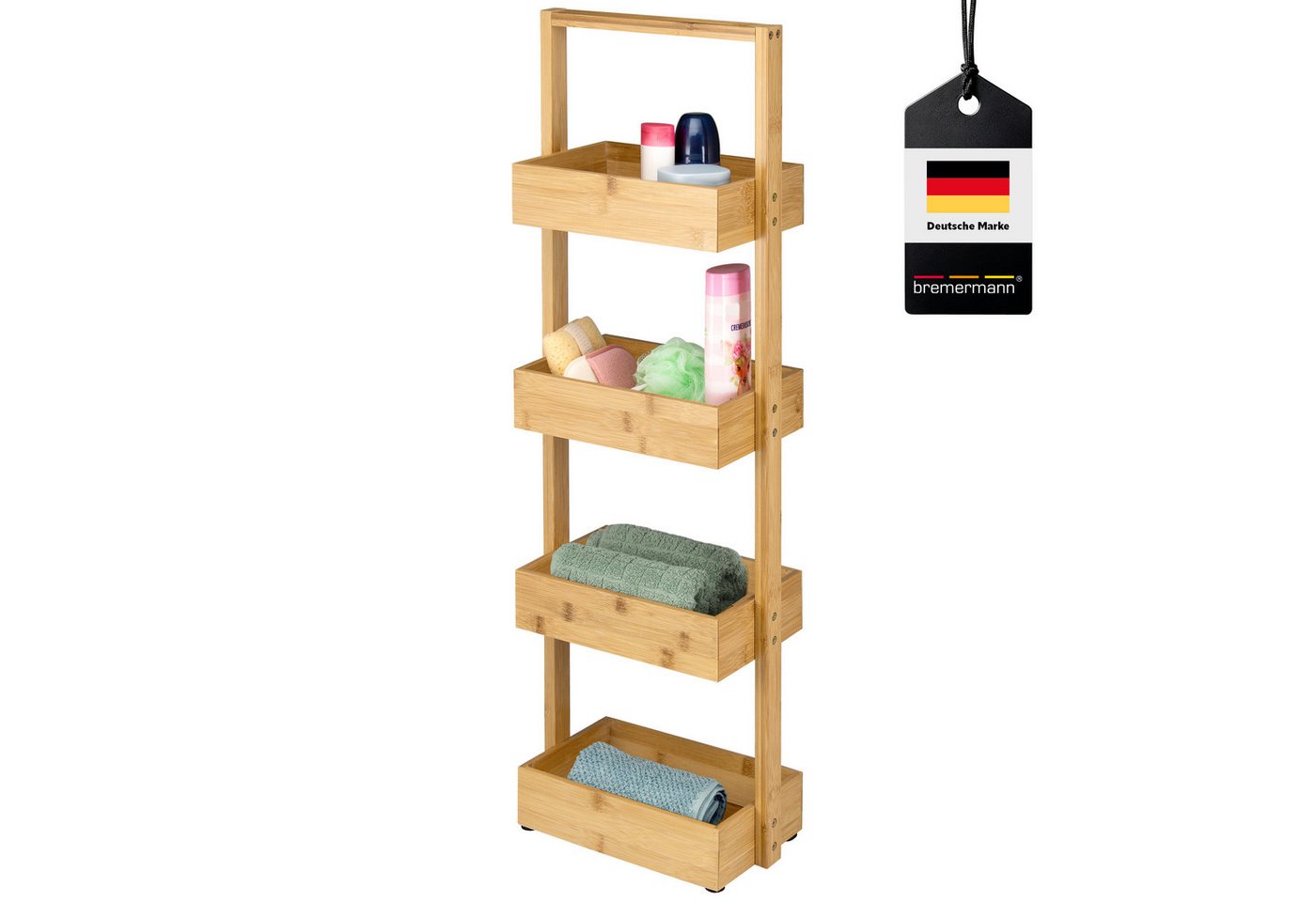bremermann Standregal Bambus-Badregal mit 4 Ablagen, ca. 28 x 88 x 16 cm (B/H/T) Bild 3