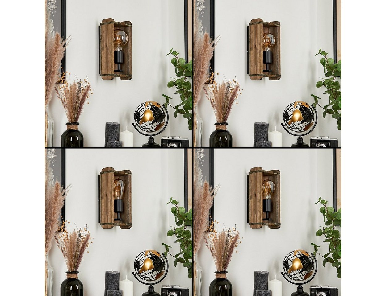 hofstein Wandleuchte »Atid« Vintage Wandlampe aus Metall/Holz in Schwarz/Natur, ohne Leuchtmittel, 1x E27, Wandspot im angesagten Retro Design aus Echtholz Bild 2