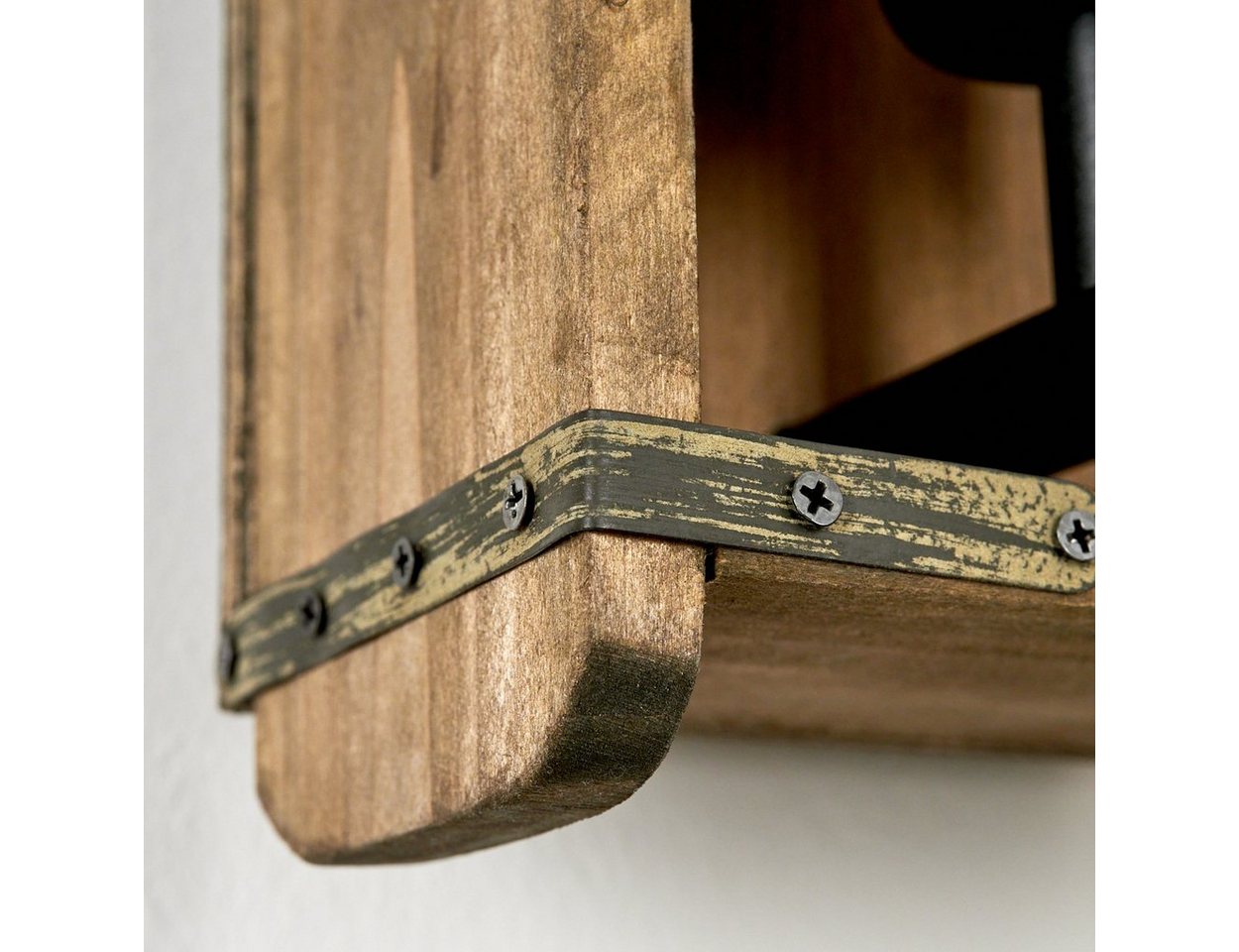 hofstein Wandleuchte »Atid« Vintage Wandlampe aus Metall/Holz in Schwarz/Natur, ohne Leuchtmittel, 1x E27, Wandspot im angesagten Retro Design aus Echtholz Bild 5