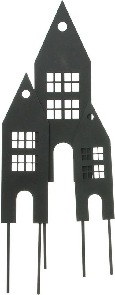 Dekoleidenschaft Gartenstecker "Haus" aus Metall, mattschwarz, 20 + 25 + 30 cm hoch, Dekostecker (3-St., im Set) Blumenstecker, Pflanzenstecker, Metallstecker, Stecker für Blumentopf Bild 3