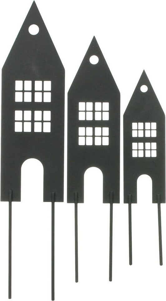 Dekoleidenschaft Gartenstecker "Haus" aus Metall, mattschwarz, 20 + 25 + 30 cm hoch, Dekostecker (3-St., im Set) Blumenstecker, Pflanzenstecker, Metallstecker, Stecker für Blumentopf Bild 5