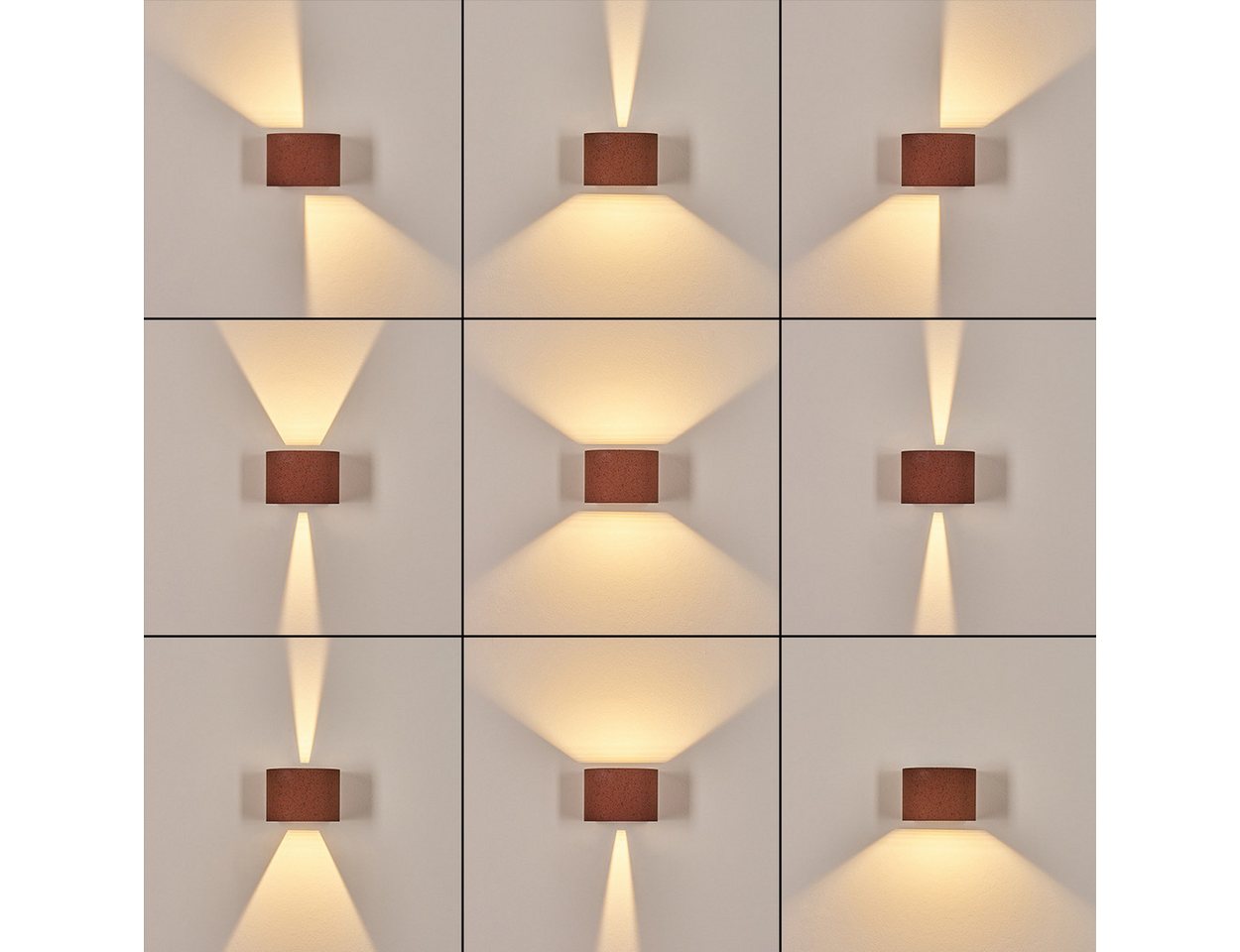 hofstein Wandleuchte Wandlampe aus Metall in Schwarz/Rostfarben, LED wechselbar, 3000 Kelvin, LED, austauschbarer Lichteffekt, Außenleuchte, 350 Lumen, IP 54 Bild 2