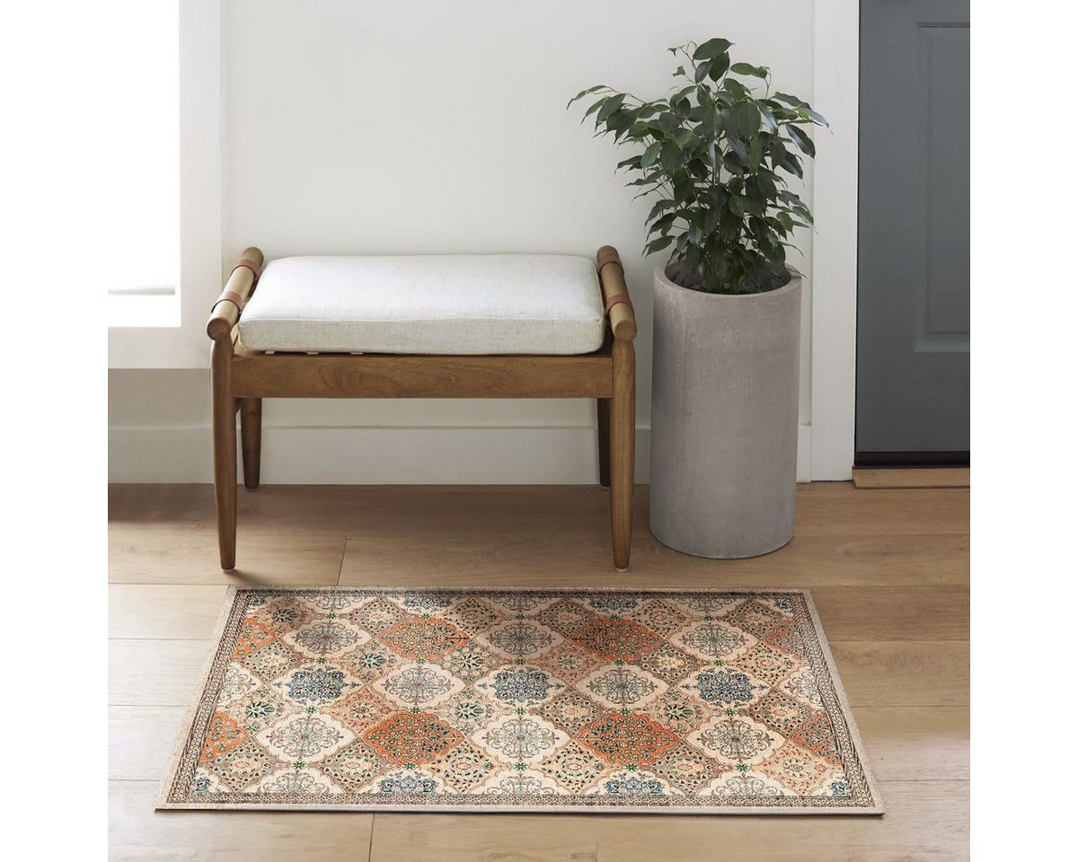 Coonoor Badematte Innen Fußmatte,Boho Blumen Teppich, Für Badezimmer Esszimmer Waschküche 40*60cm