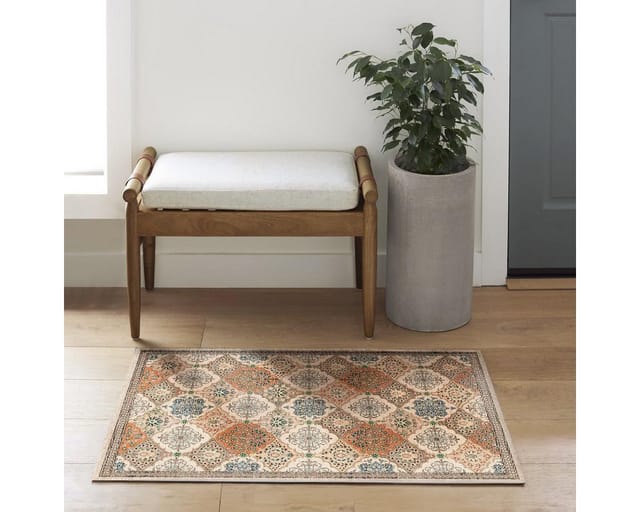 Coonoor Badematte Innen Fußmatte,Boho Blumen Teppich, Für Badezimmer Esszimmer Waschküche 40*60cm