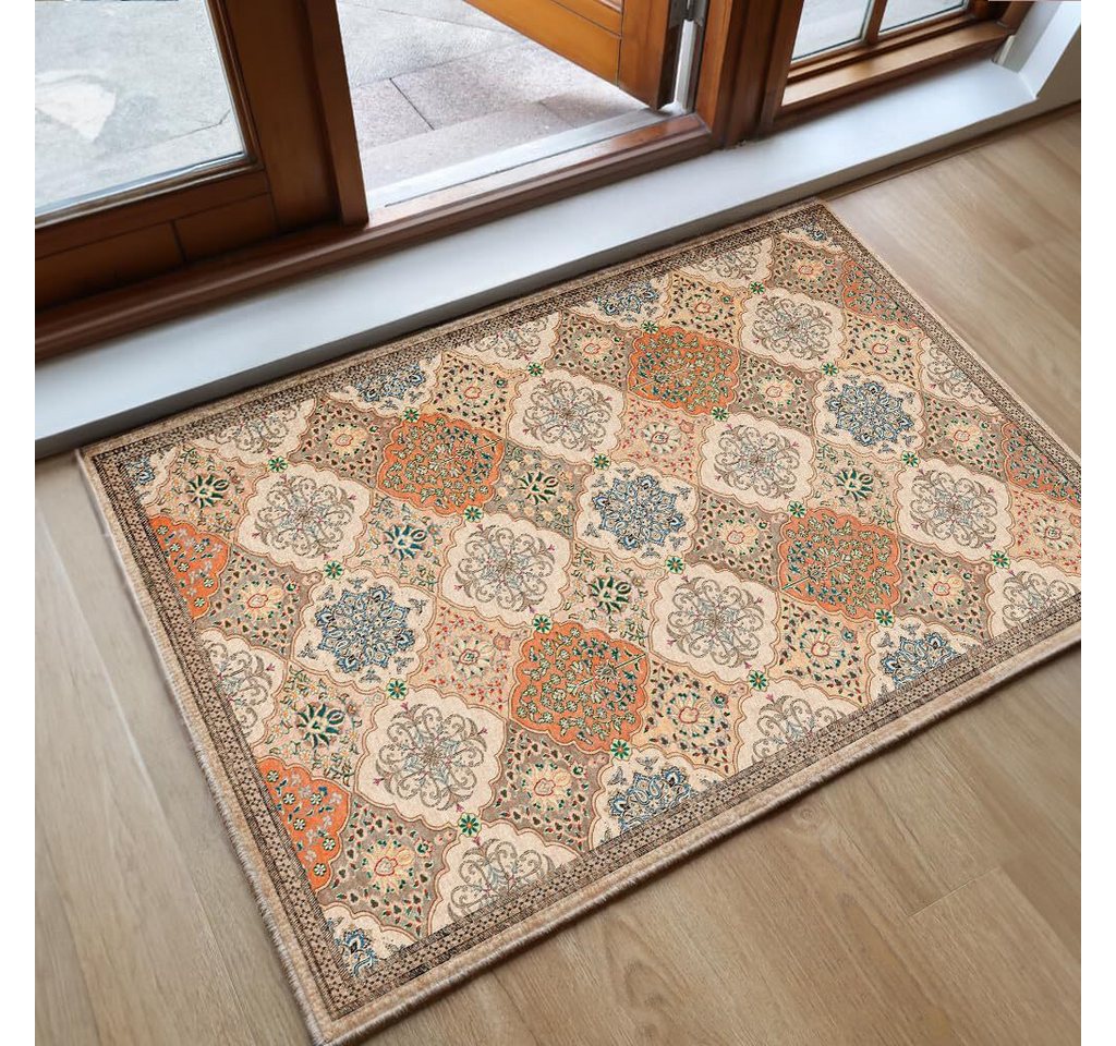 Coonoor Badematte Innen Fußmatte,Boho Blumen Teppich, Für Badezimmer Esszimmer Waschküche 40*60cm Bild 3