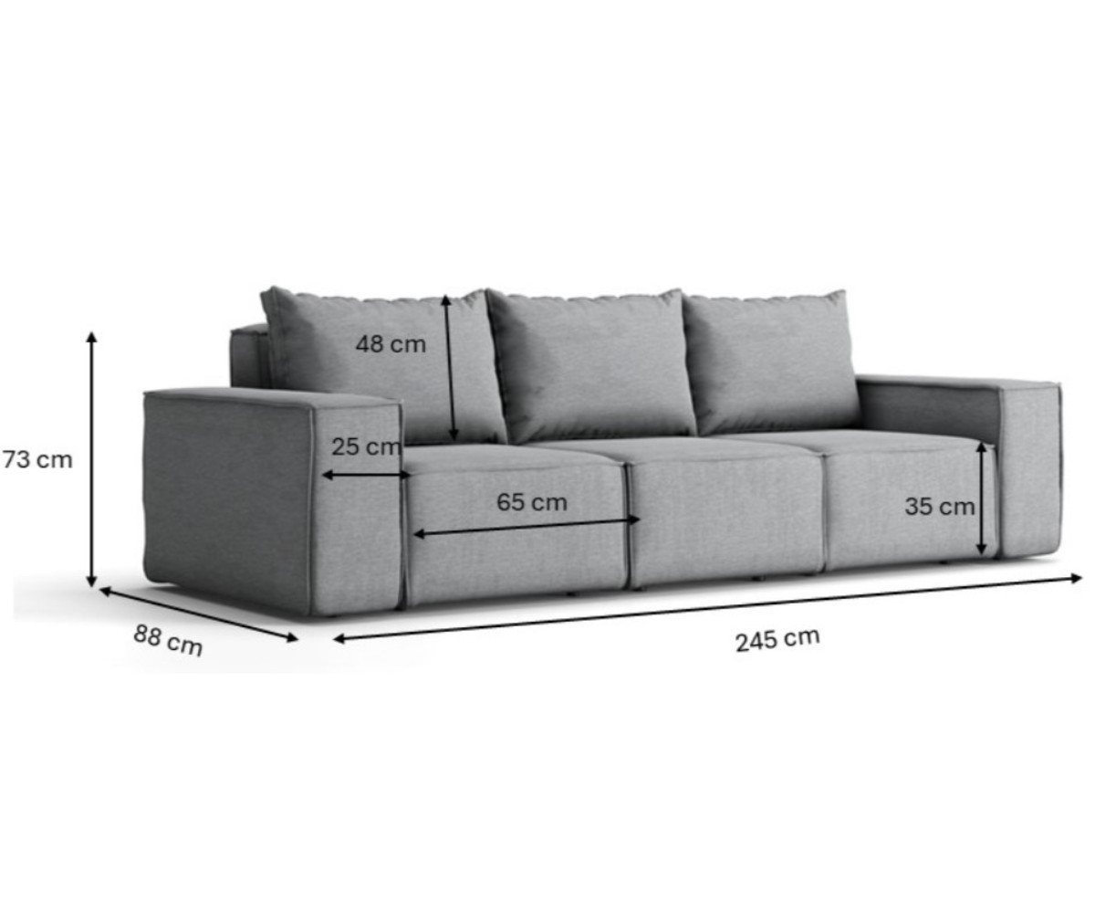 Friderik-EU Gartensofa GARTEN 3-Sitzer Gartenmöbel Terrasse Sofa wasserdicht Outdoor, wetterfester Stoff Bild 3