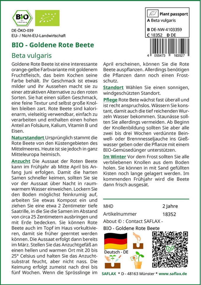 SAFLAX Gemüsesamen SAFLAX - Samen - BIO - Goldene Rote Beete Bild 4