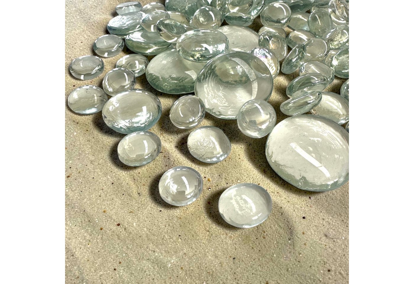 Eurosand Streudeko Muggelsteine aus Glas 0,5kg, 15 - 40mm, Dekosteine Glassteine Deko