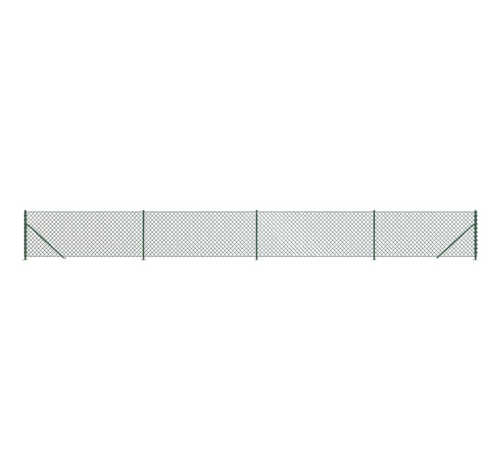 furnicato Zaun Maschendrahtzaun Grün 0,8 x 10 m mit PVC-beschichtetem Stahl, (1-St), UV-beständiger Gartenzaun mit Bodenflansch und stabilen Pfosten