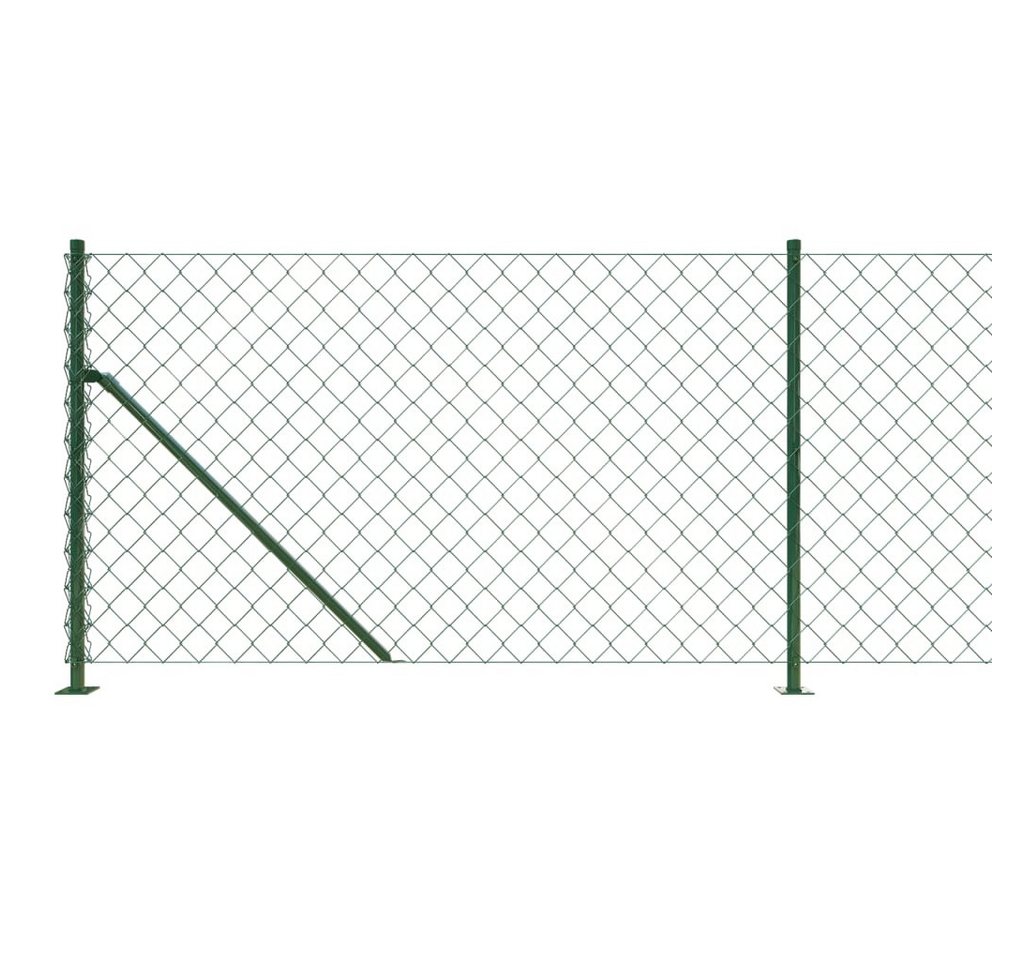 furnicato Zaun Maschendrahtzaun Grün 0,8 x 10 m mit PVC-beschichtetem Stahl, (1-St), UV-beständiger Gartenzaun mit Bodenflansch und stabilen Pfosten Bild 4