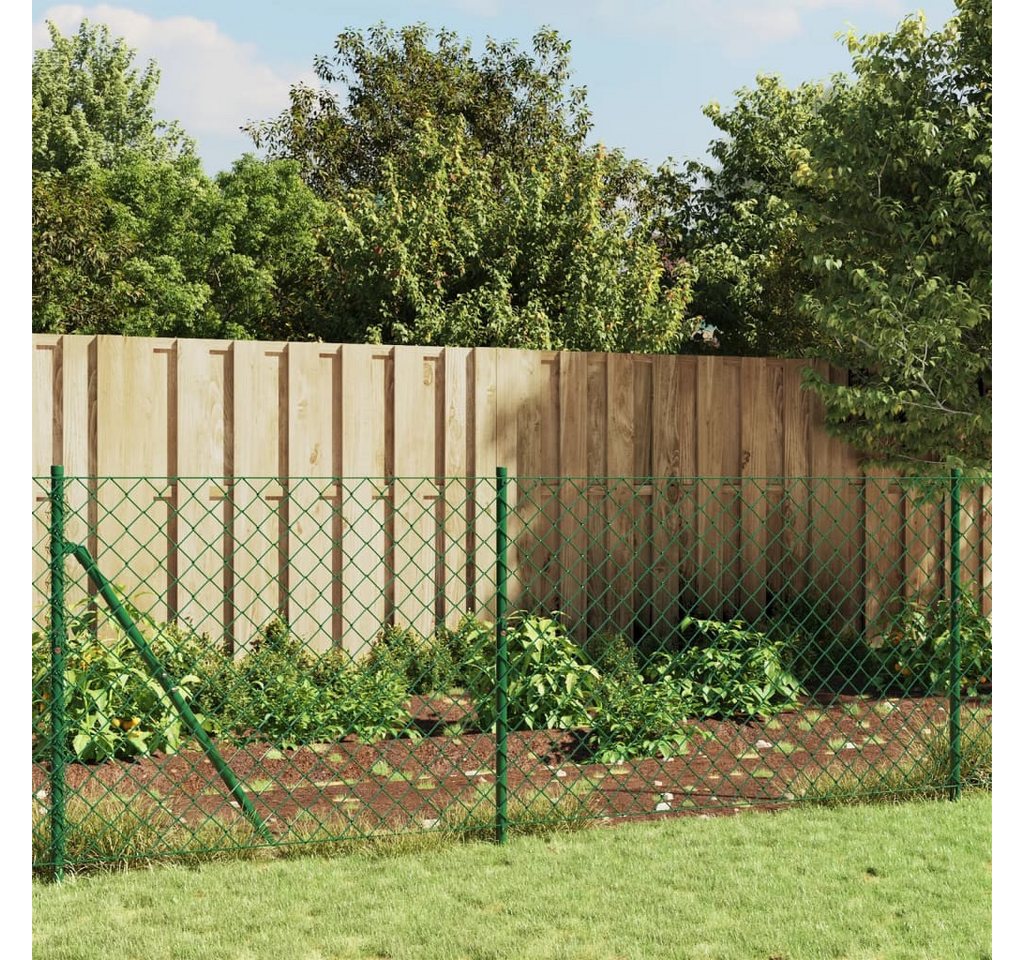 furnicato Zaun Maschendrahtzaun Grün 0,8 x 10 m mit PVC-beschichtetem Stahl, (1-St), UV-beständiger Gartenzaun mit Bodenflansch und stabilen Pfosten Bild 5