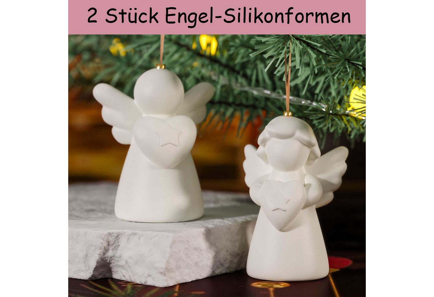 Zyronn Silikonform 2 Stück 3D Silikonform Engel Silikonform Weihnachten Gips, (2-tlg)