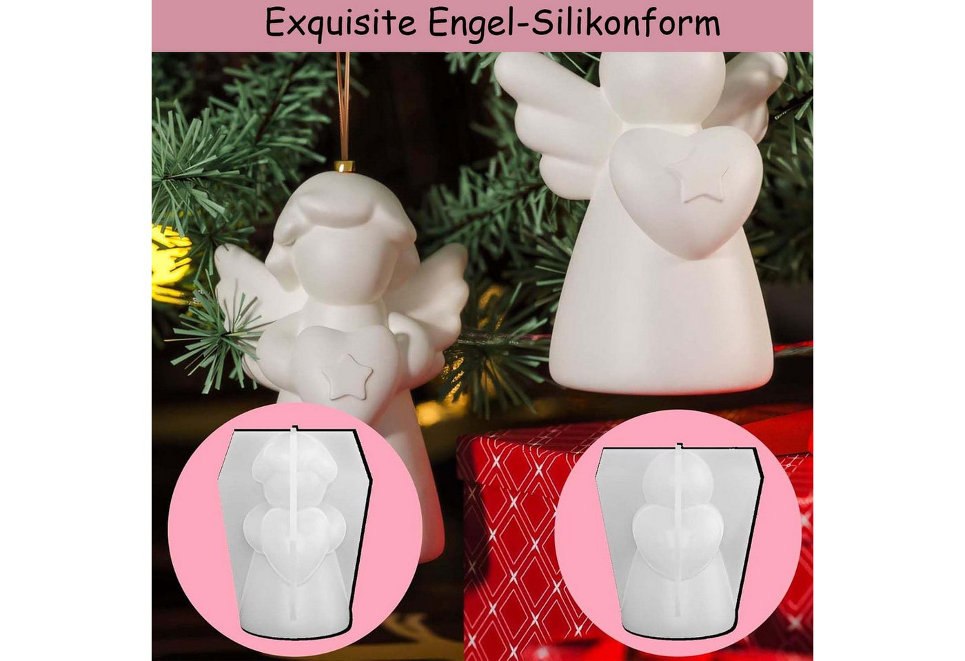 Zyronn Silikonform 2 Stück 3D Silikonform Engel Silikonform Weihnachten Gips, (2-tlg) Bild 2