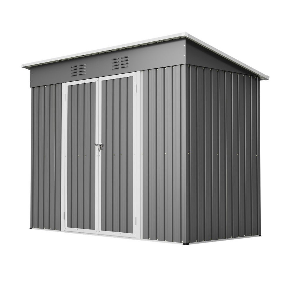 BBWL Gerätehaus mit Pultdach, Gartenhaus abschließbar, wetterfest mit Belüftung, BxT: 242x126 cm, Metall Gerätehaus 8x4 Fuß, Stauraum für Gartenwerkzeuge Bild 4