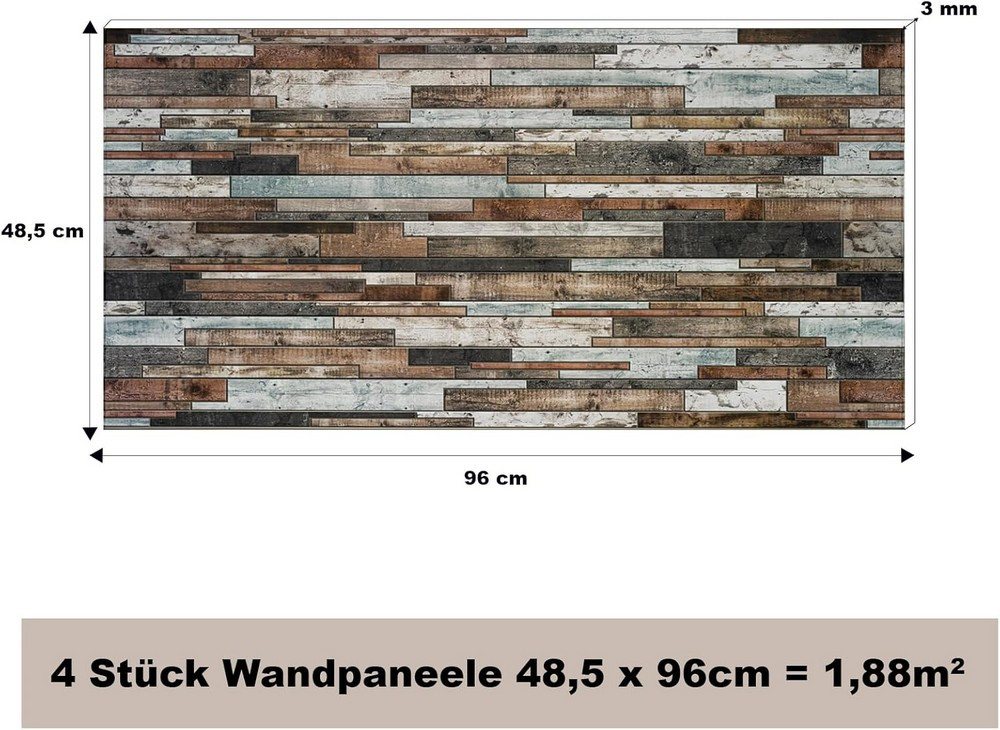 MDEKOR 3D Wandpaneel PVC Wandverkleidung 48,5x96 cm für Küche, Bad & mehr, (4-tlg) Model 0010, 4 Stück = 1,88 m2 Bild 3