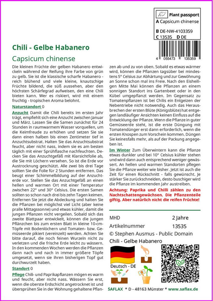SAFLAX Gemüsesamen SAFLAX - Samen und Substrat - Chili - Gelbe Habanero Bild 5