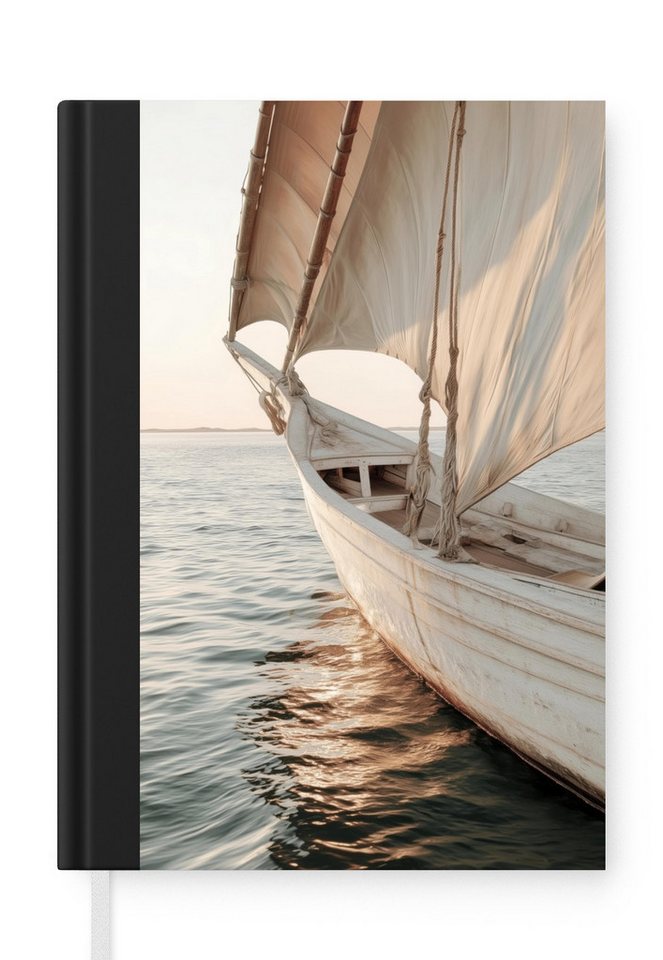 MuchoWow Notizbuch Segelboot - Meer - Beige - Sonne, Notebook, Notizblock a5, Tagebuch, Journal Liniert Bild 4