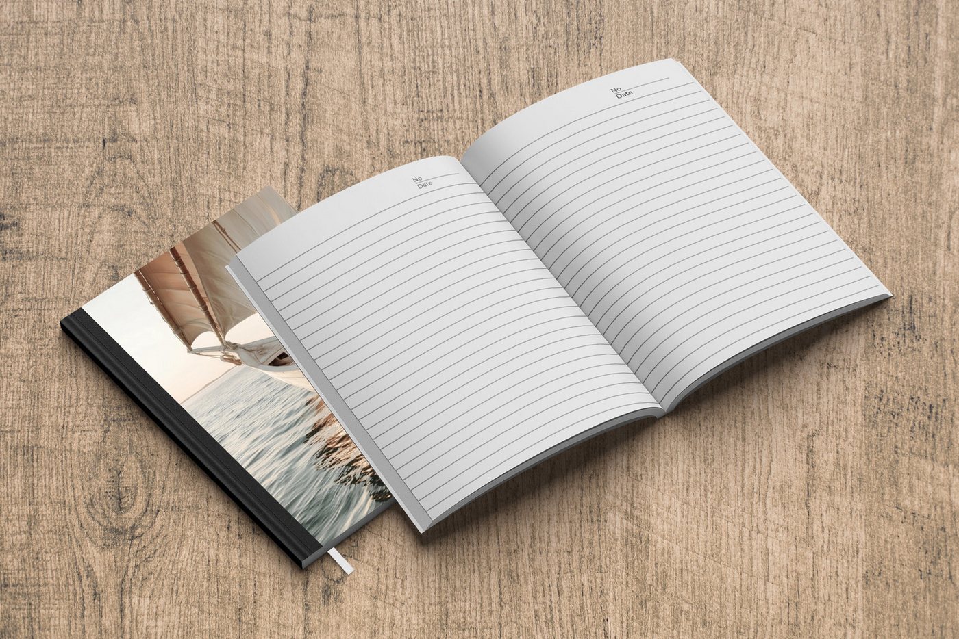 MuchoWow Notizbuch Segelboot - Meer - Beige - Sonne, Notebook, Notizblock a5, Tagebuch, Journal Liniert Bild 5