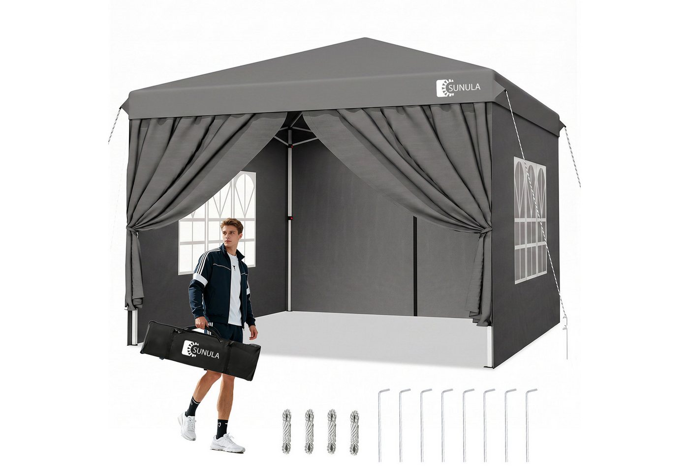 SUNULA Faltpavillon 3x3 m Pavillion Wasserdicht Pop Up Gartenpavillon Winterfest, mit 4 Seitenteilen, (inkl. 4 Seitenteile), Faltpavillon 3x3 mit 4 Seitenteilen Wasserdicht, Pop Up Partyzelt