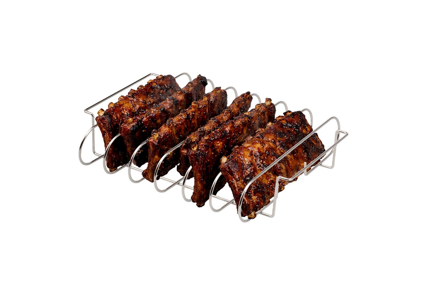 eluno Sparerib-Halter Spare Ribs Halter, aus Edelstahl mit Tragegriffen (1-St), Abstand zwischen den Rippenstäben: ca. 4,5 cm Bild 3
