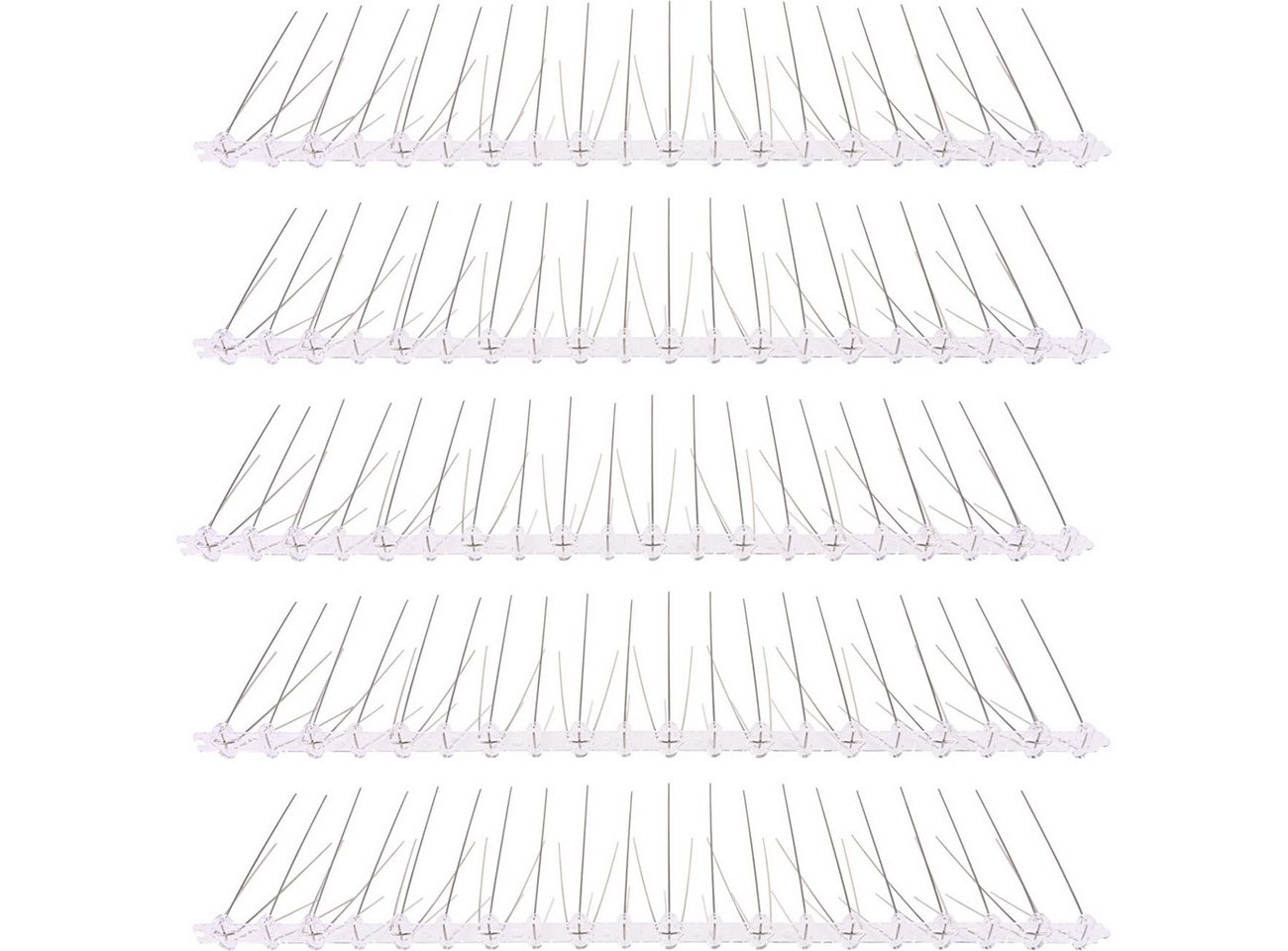 shop'n smile ideoon Taubenspikes Effektive 5er-Set Taubenabwehr Spikes, 3-reihig Edelstahl, 5-St., 2,5m individuell anpassbar-Robuste Abwehr