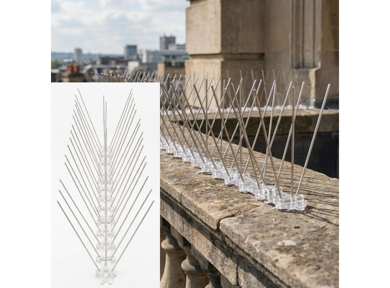 shop'n smile ideoon Taubenspikes Effektive 5er-Set Taubenabwehr Spikes, 3-reihig Edelstahl, 5-St., 2,5m individuell anpassbar-Robuste Abwehr Bild 5