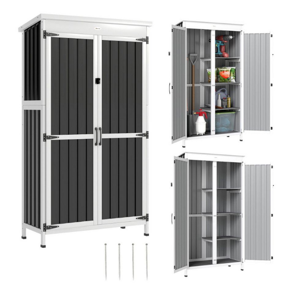 ibettertec Gartenhaus Gartenschrank, Gartengerätehaus, Geräteschuppen, Außenbereich / Garten, Wetterfest bis Windstärke 6 9 cm erhöhte Sockelbasis gegen Feuchtigke