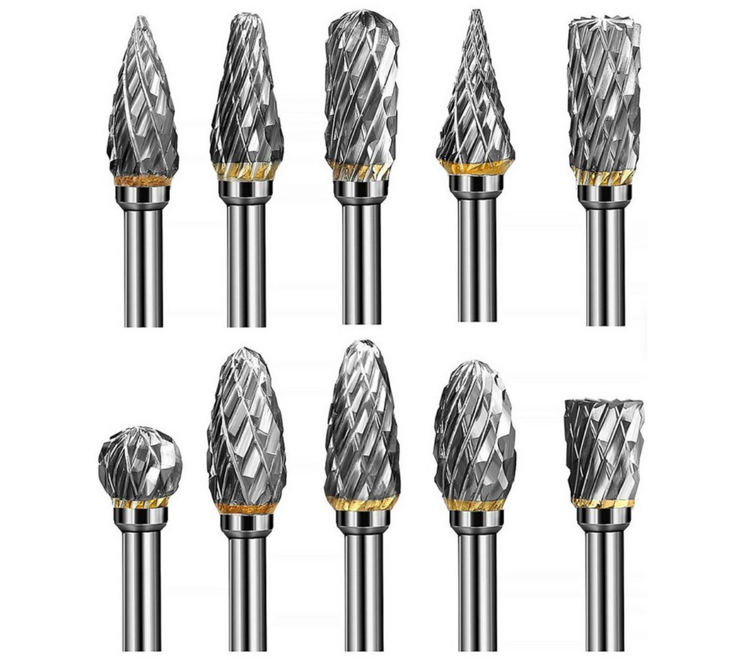 RACEL Frässtift 10x Hartmetall Frässtifte 3mm Schaft Fräser Set für Metall, Set, 10-tlg., Hartmetall (Wolframcarbid), 3 mm Schaft Bild 3
