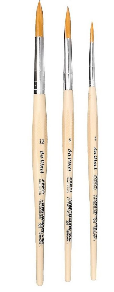 Da Vinci Pinsel Pinsel-Set Junior 6 Stück, (6 Stück), Schule, Hobby, Haart nicht, rostet nicht