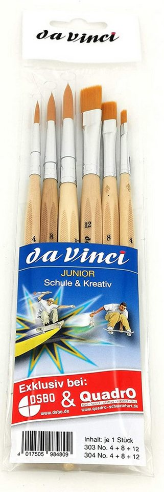 Da Vinci Pinsel Pinsel-Set Junior 6 Stück, (6 Stück), Schule, Hobby, Haart nicht, rostet nicht Bild 2