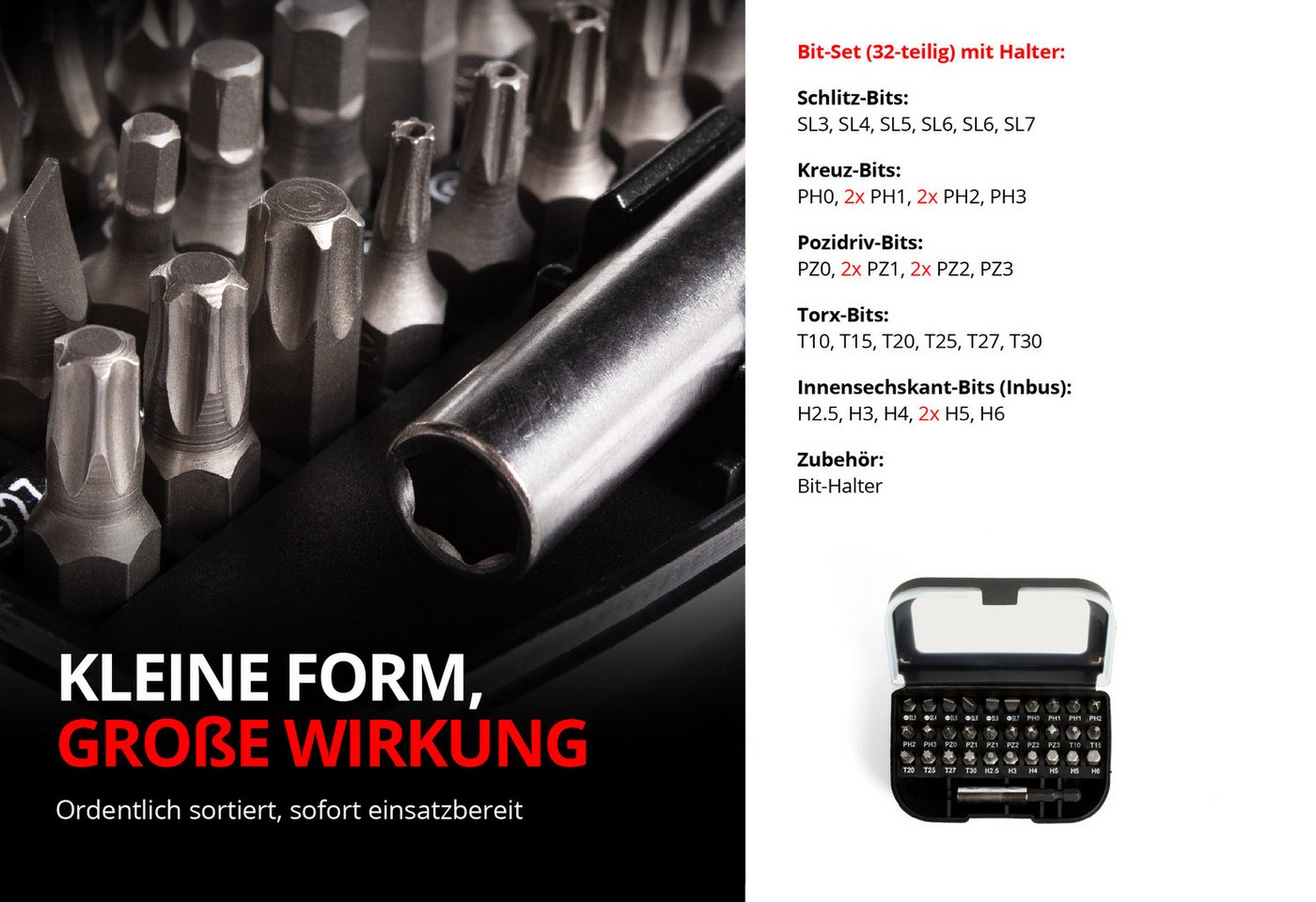 Mephisto-Tools Werkzeugset, (fertig montiert und bestückt), Werkzeug aus Chrom Vanadium, Teleskophandgriff im Koffer integriert Bild 3