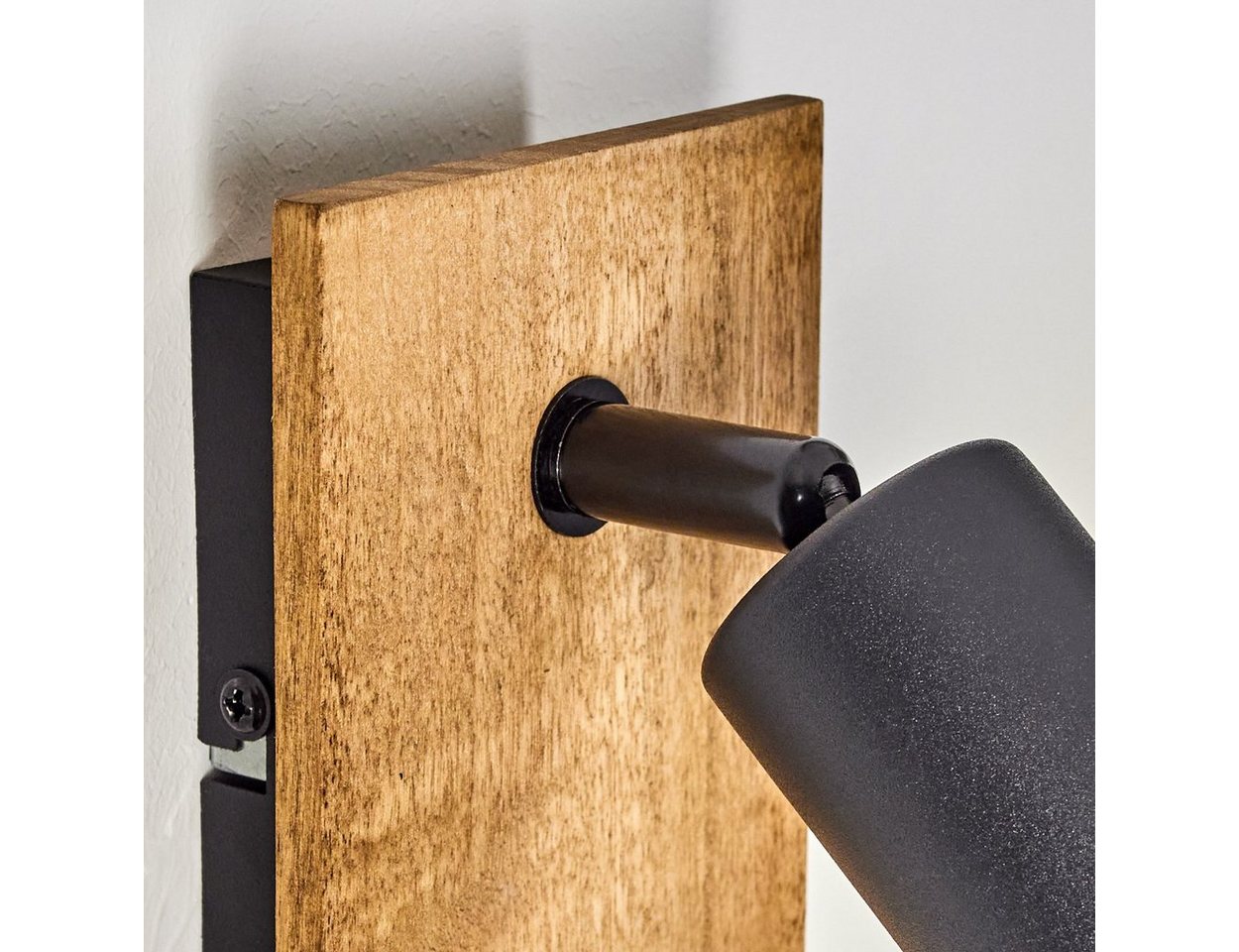 hofstein Wandleuchte »Agnino« Wandlampe aus Metall/Holz in Schwarz/Natur, ohne Leuchtmittel, Leuchte im Retro/Vintage Design mit verstellbarem Strahler, 1xE27 Bild 3