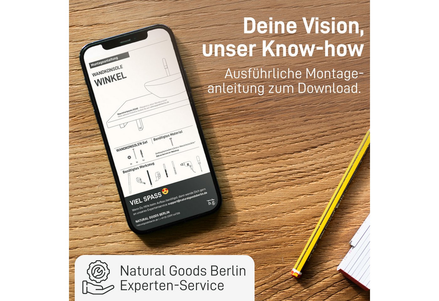 Natural Goods Berlin Wandregalhalter Wandkonsole WINKEL, 2-tlg., Regalhalterung, Winkelkonsole, Wandregal, Winkelträger Bild 5