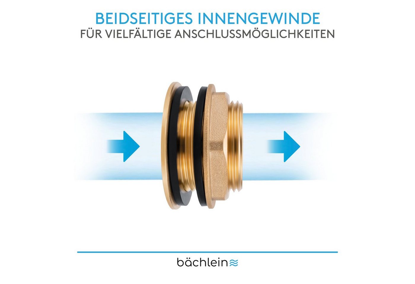 Bächlein Auslaufventil Regentonnendurchführung Fassverschraubung Tankdurchführung Messing Bild 3