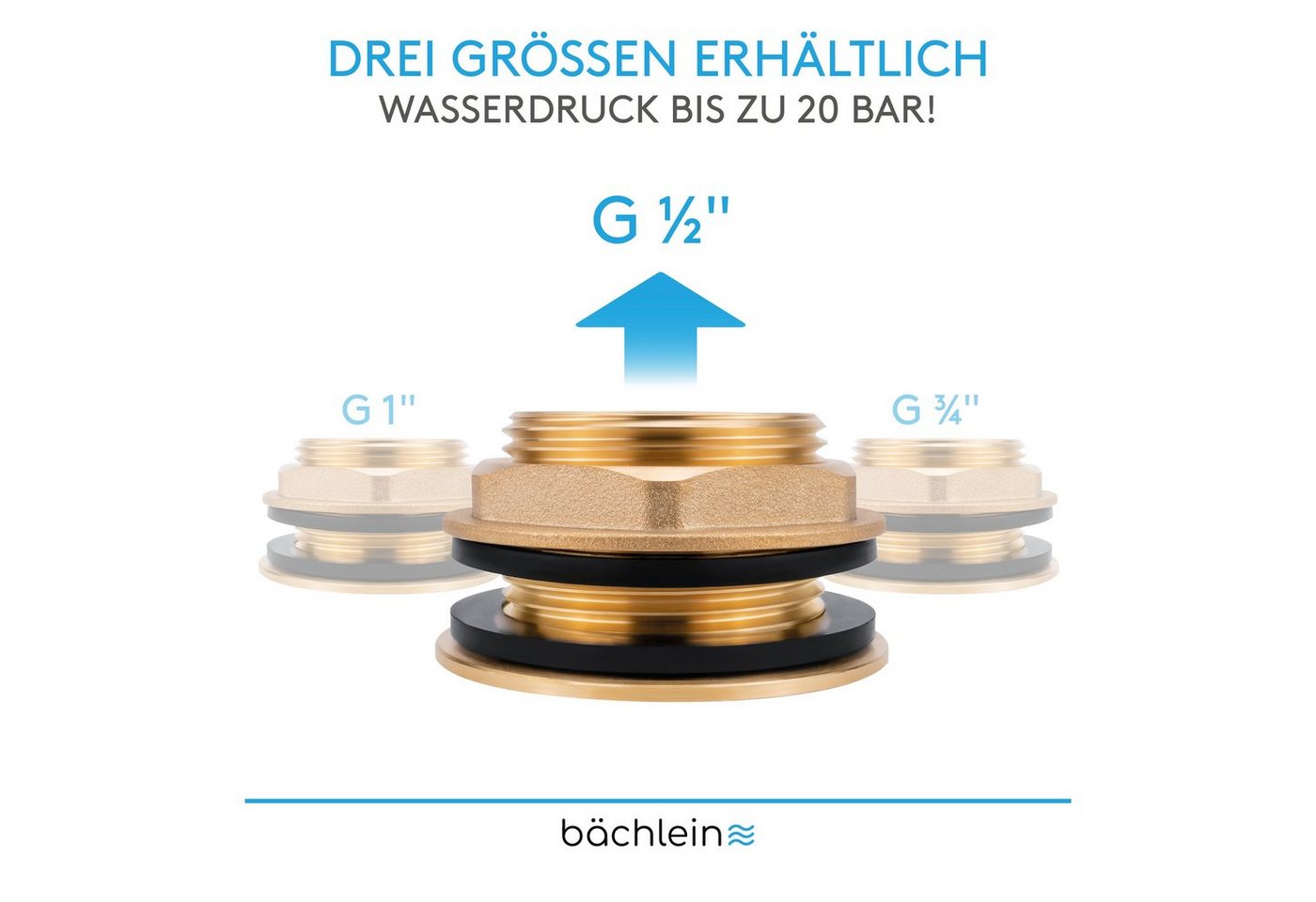 Bächlein Auslaufventil Regentonnendurchführung Fassverschraubung Tankdurchführung Messing Bild 5