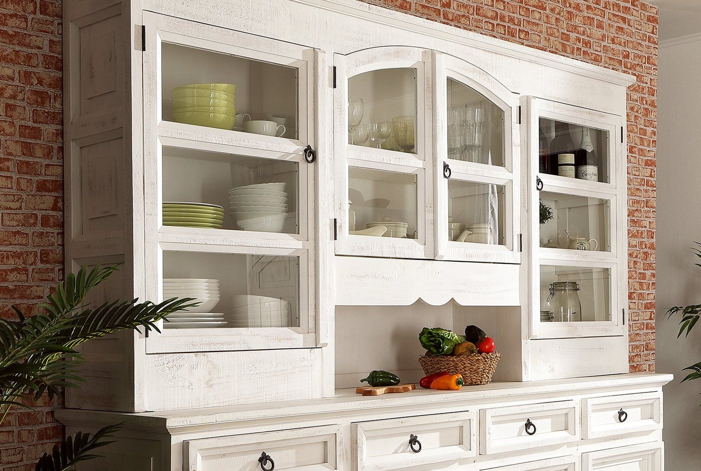 1a Direktimport Küchenbuffet Buffet Anrichte MEXICO - Pinie weiß antik - Landhaus Shabby Chic Bild 3