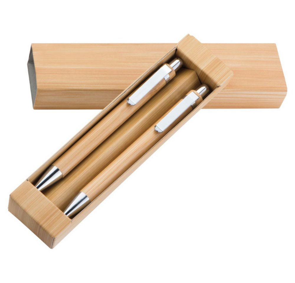 Easy Gifts Kugelschreiber Bambus-Schreibset / bestehend aus Kugelschreiber und Druckbleistift