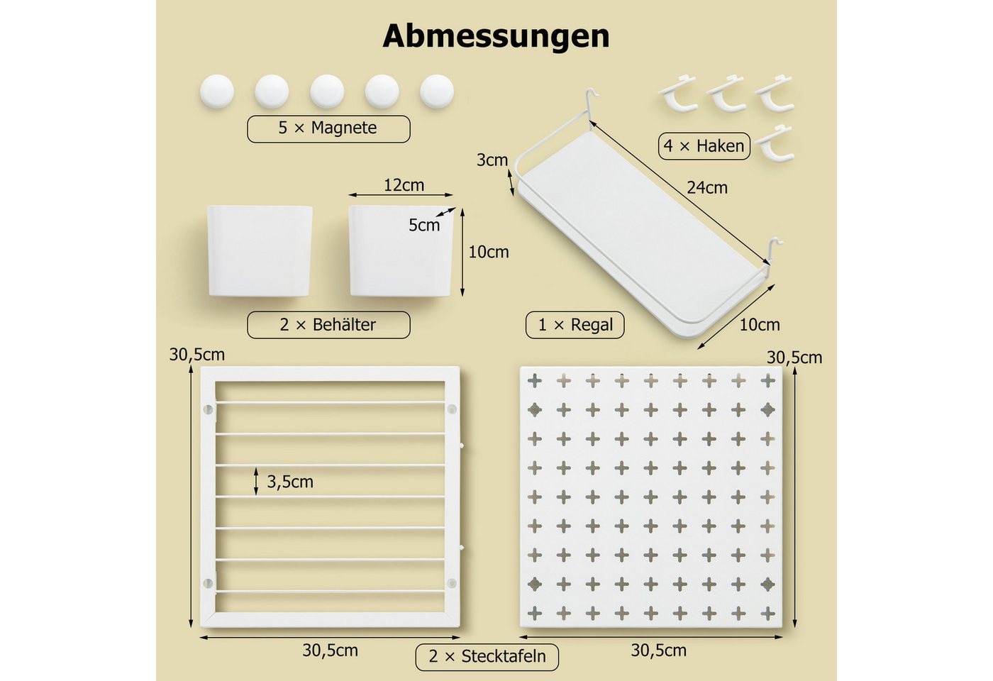 KOMFOTTEU Lochwand, 2 Stücke Pegboards mit Magneten, Haken, Regal & Behältern Bild 2