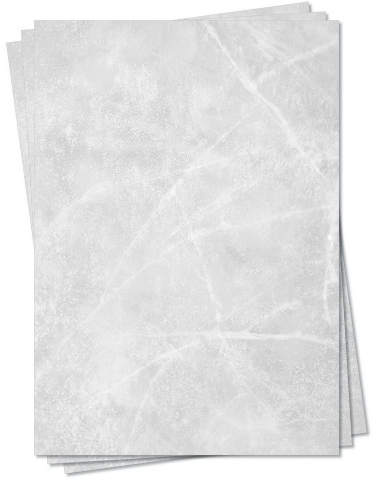 LYSCO Briefpapier Gastronomie Papier Grau-Eis Marmor DIN A4 / DIN A5 (MPA-5260), marmoriertes Papier, einseitig bedruckt, für alle Drucker geeignet Bild 2
