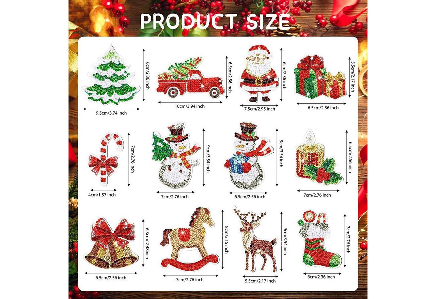 LuxusKollektion Back-Set 5D Diamond Painting Weihnachten Schlüsselanhänger Set 12 Stück DIY Kit Bild 3